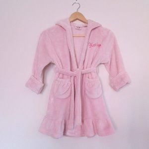 CUSTOM KIDZ GIRLS PINK MONOGRAMMED ROBE 4/5